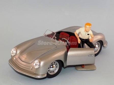 Diorama Porsche 356 Typ 1 1948 + figura anos 50