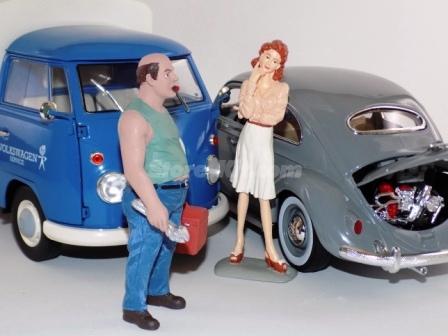  Diorama Volkswagen T-1 carocha + Sra Bonnie e mecânico Silva