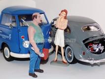  Diorama Volkswagen T-1 carocha + Sra Bonnie e mecânico Silva